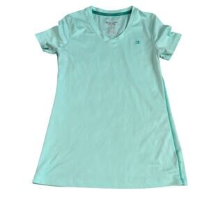 Champion XS Powertrain Aqua Blue V Neck Fitted Workout Athletic Yoga Top Shirt